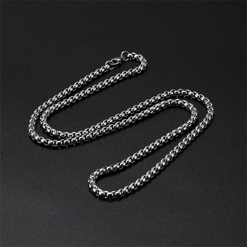 My Shape 10 pcs 60cm Box Chain Necklaces for Men 24 Inch Box Chain 2-3mm Chains Chokers Steel Color Fashion Jewelry Boys Gifts
