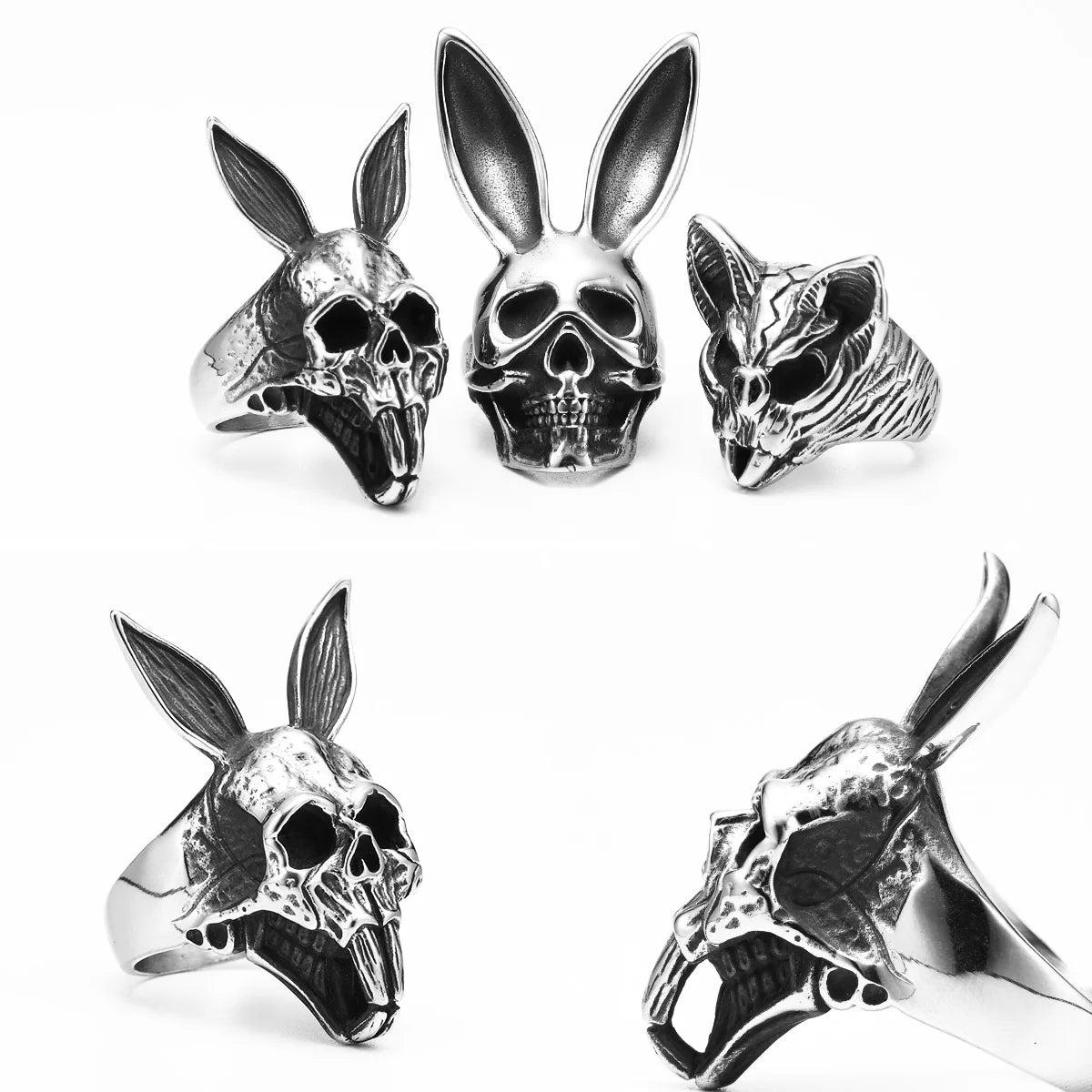 Rabbit Skull Ring — Stainless Steel