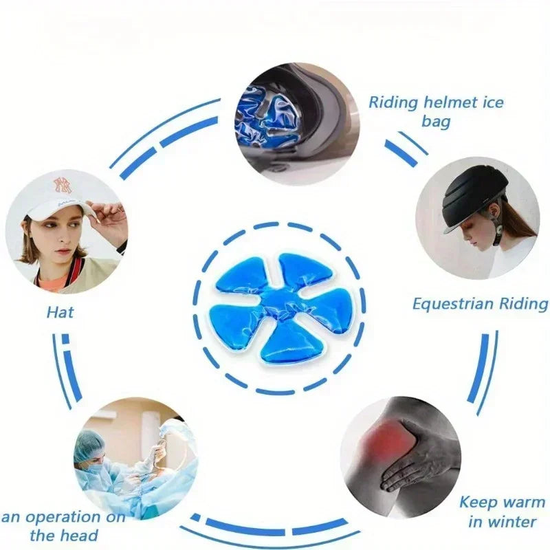 Blue PVC Gel Ice Pack - Adjustable Cooling Pad for Helmets & Hats | Reusable Cold Compress Travel Portable Outdoor