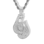 Gold Iced Out Boxing Gloves Pendant Necklace