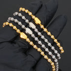 Gold Iced Out Bead Necklace 4MM Ball Chain