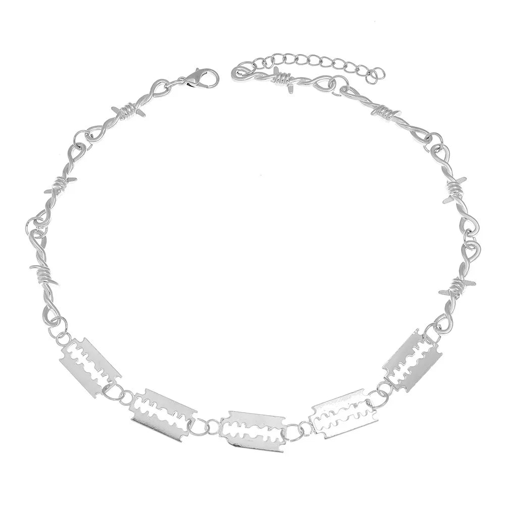 Gothic Razor Blade Bracelet & Pendant Necklace — Stainless Steel