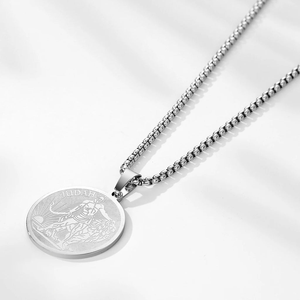 Lion of Judah Coin Pendant Necklace