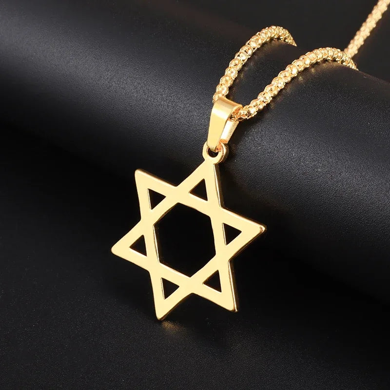 Exquisite and Creative Hip Hop Pentagram Pendant Necklace for Men Simple Punk Texture Necklace Jewelry Sweater Chain