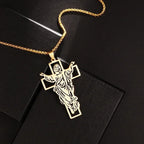 Vintage Christian Jesus Cross Stainless Steel Pendant Little Angel Prayer Necklace Men Women Faith Amulet Jewelry