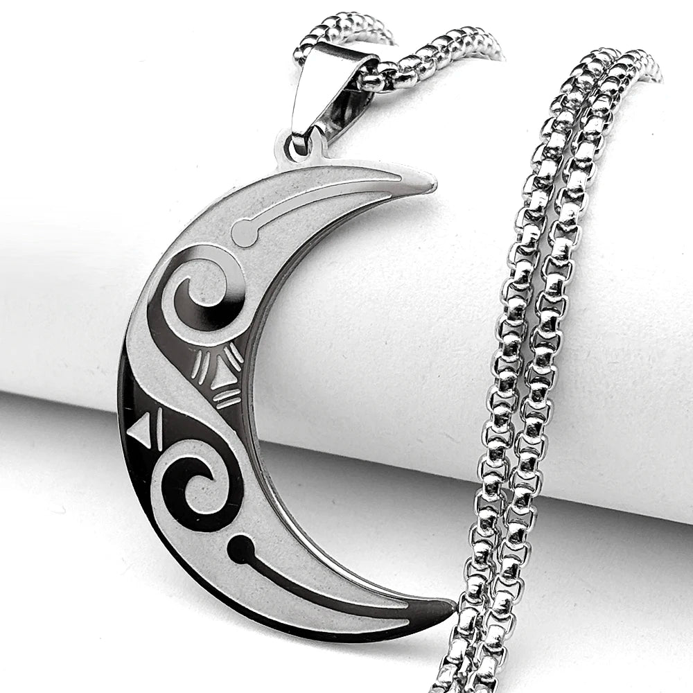 Witchcraft Moon Pendant — Black Stainless