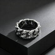 Fashion Unique Twist Chain Rings for Men Stainless Steel Geometric Pattern Chunky Ring Non-fading Vintage Finger Jewelry Gift