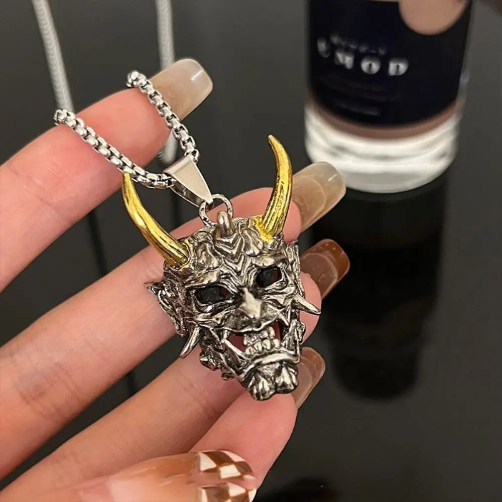 Street Retro Cool Exaggerate Stainless Steel Creative Clavicle Chain Wheat Chain Ox Head Choker Man Necklace