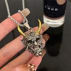 Street Retro Cool Exaggerate Stainless Steel Creative Clavicle Chain Wheat Chain Ox Head Choker Man Necklace