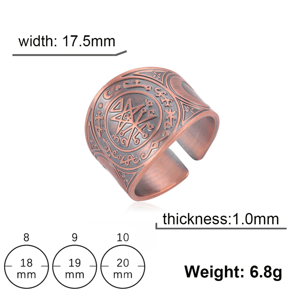 My Shape Vintage Solomon Rings Seal of The 7 Archangels Rings for Men Bronze Copper Ring Viking Rune Finger Ring Amulet Jewelry