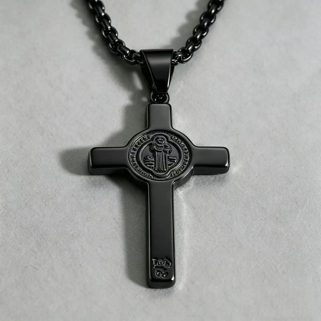 Cross Saint Benedict Steel Pendant Cruz San