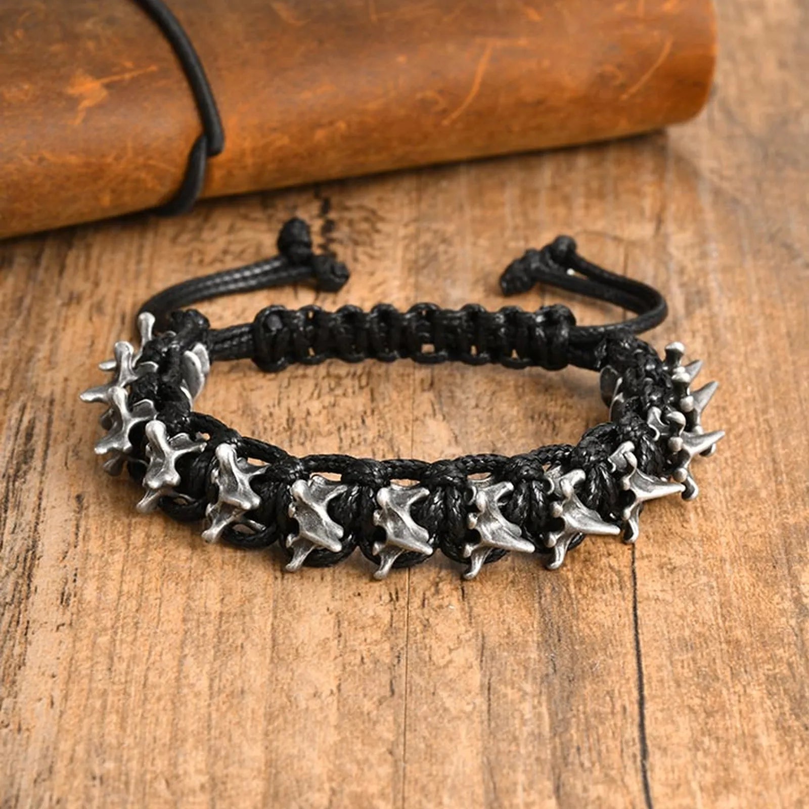 Rock Punk Dragon Spine Woven Bracelet for Men Boys,11MM Width Vintage Woven Metal Bracelet,Jewelry Gift for Him