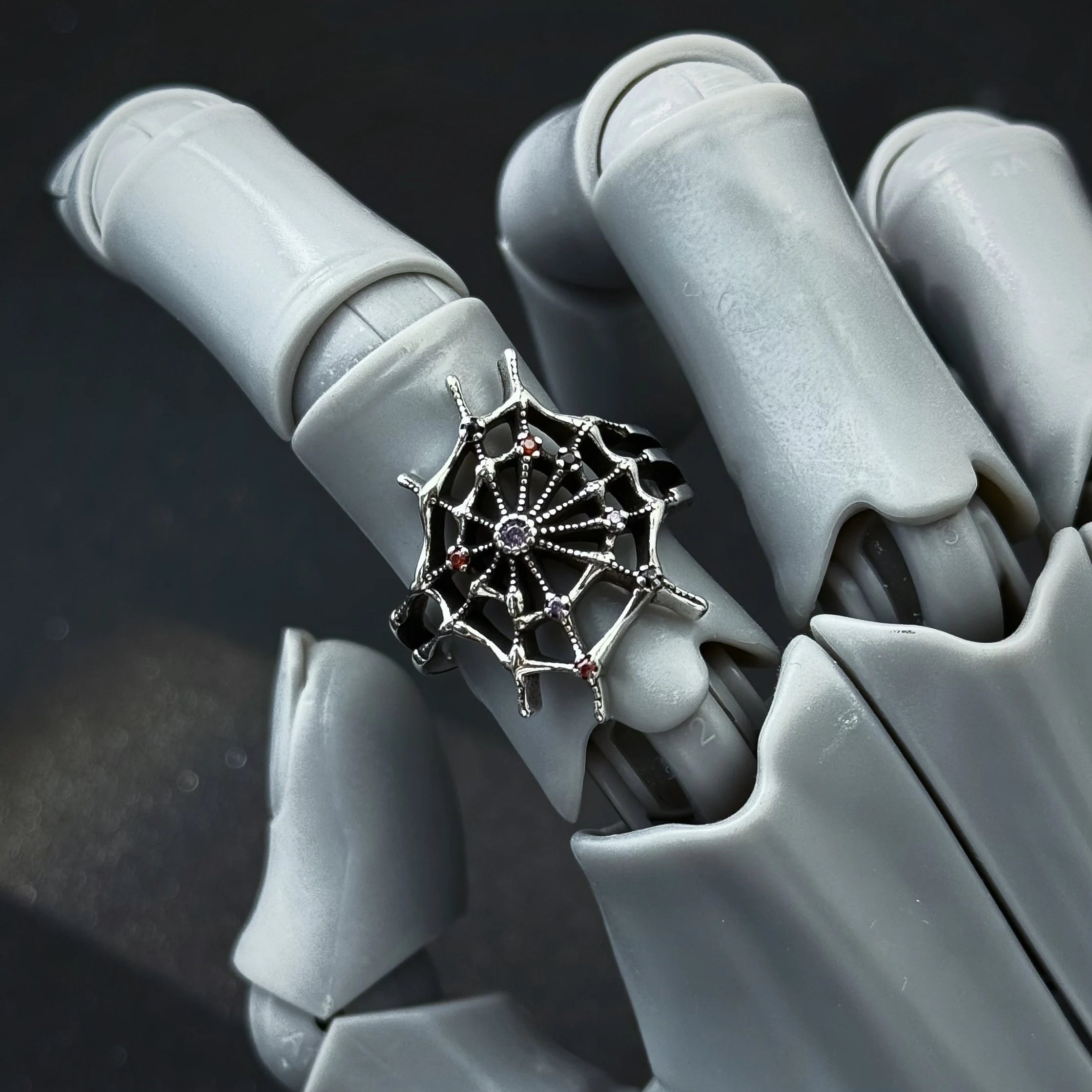 Retro The Spider Web Adjustable Open Ring For Men Punk Gothic Edgy Copper Jewelry Cosplay Holloween Accessories Unisex