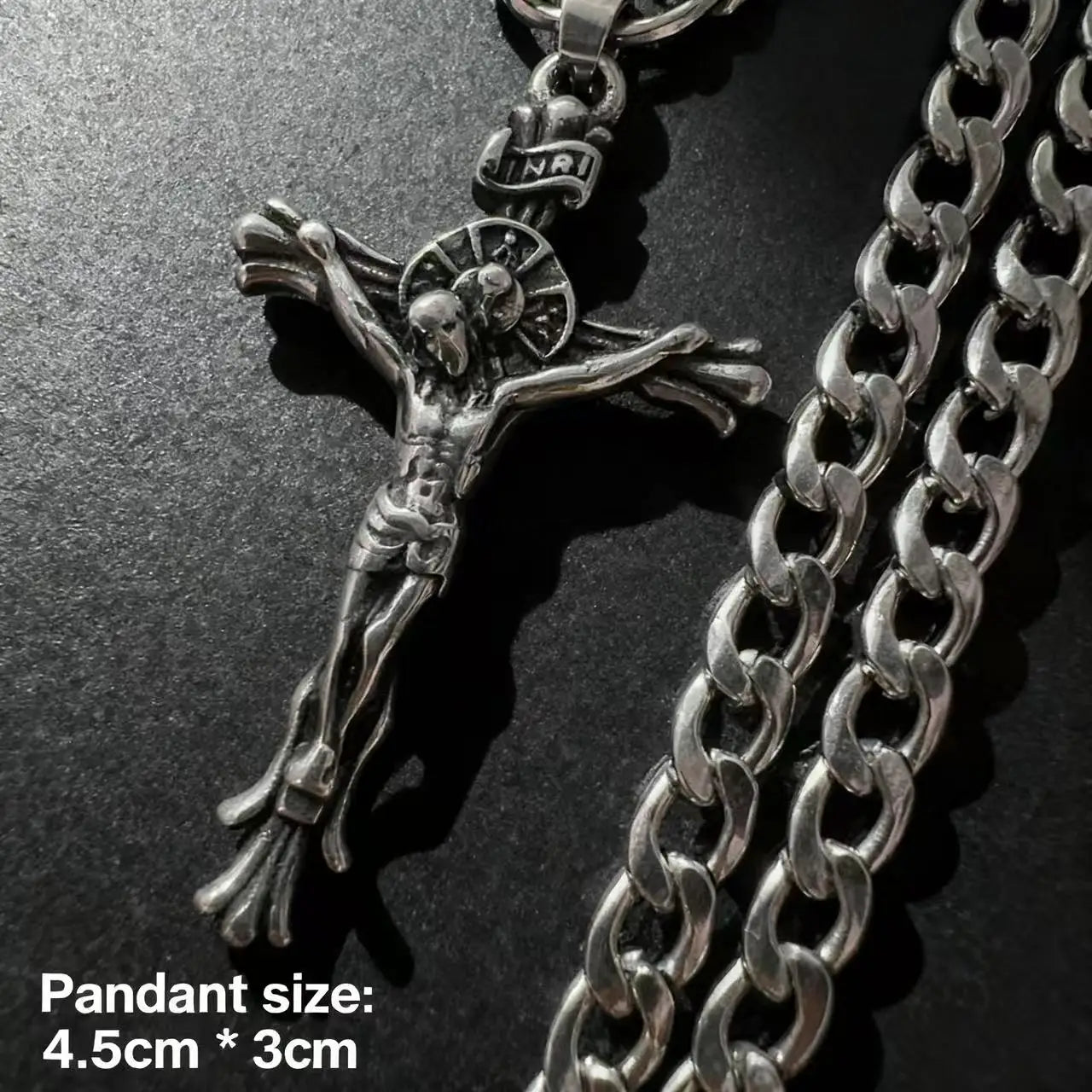 Cross Jesus Steel Pendant 316L Religious