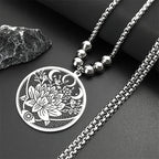 Wiccan Lotus Moon Eye Pendant Necklace — Stainless Steel