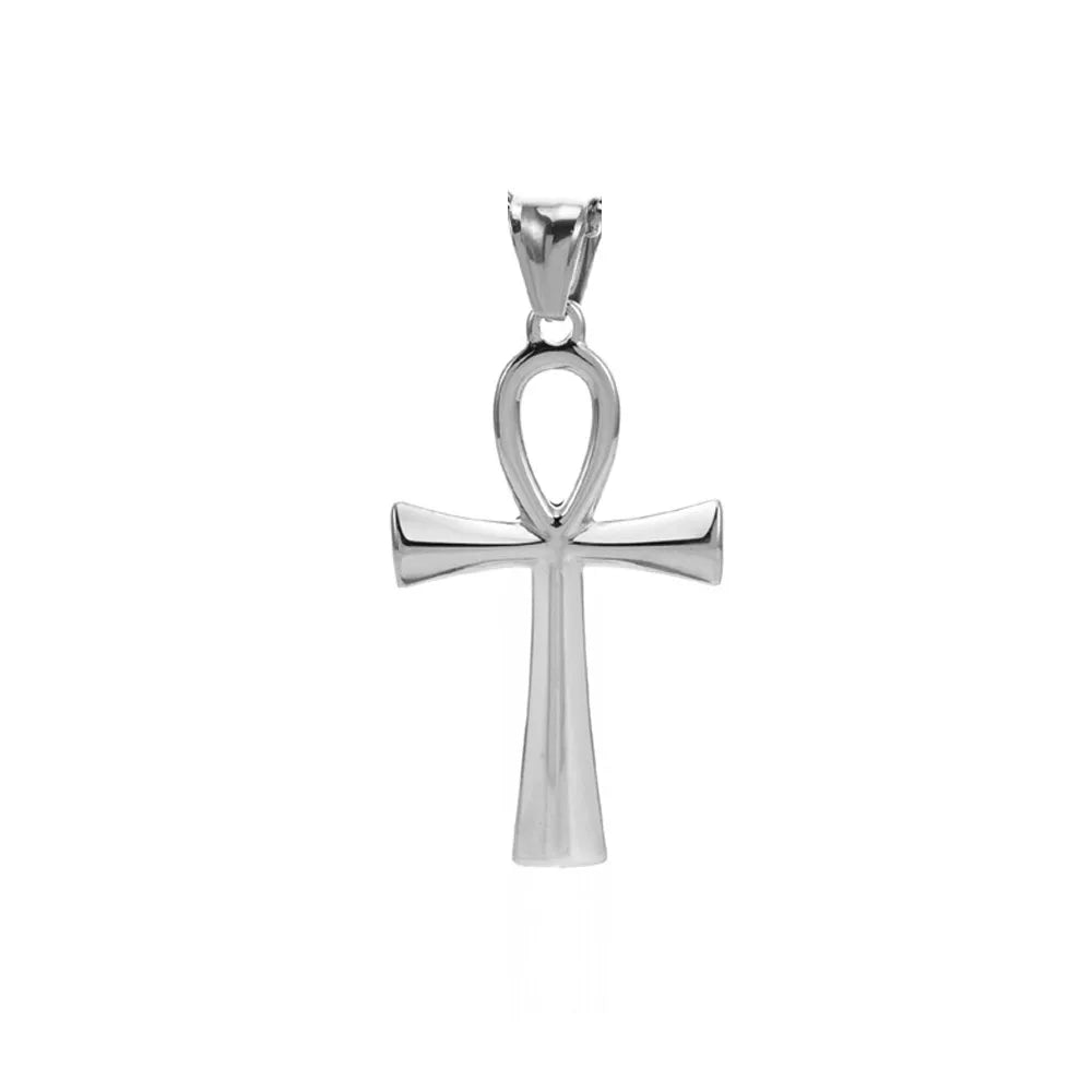 Retro Simple Egyptian Anka Cross Stainless Steel Pendant Necklace Popular Fashion Men and Women Outdoor Party Myth Jewelry Gifts