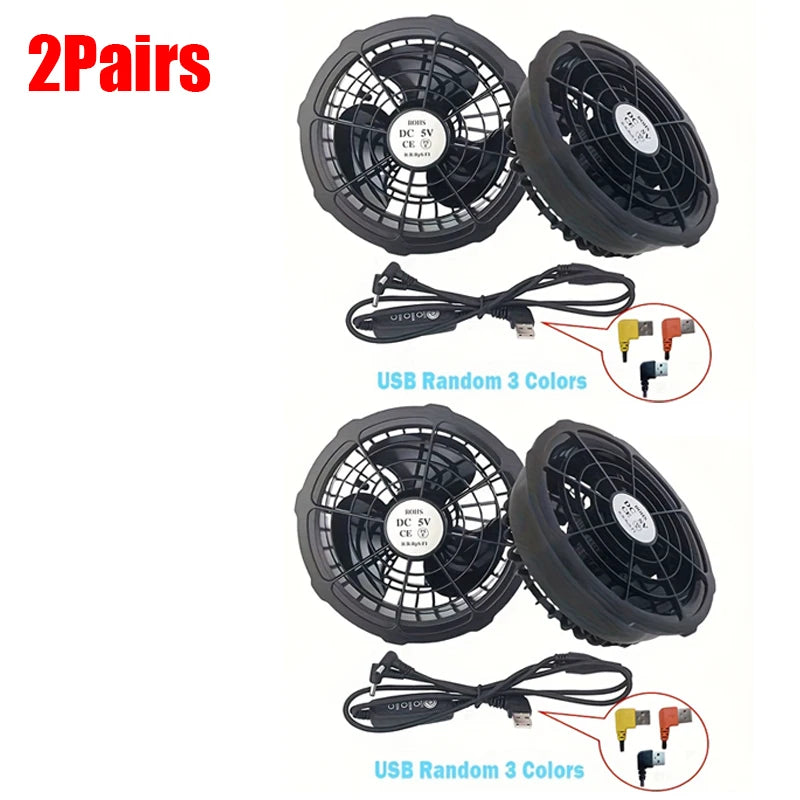1 or 2 Pairs 5V Cooling Fan 3 Gear Adjustment For Special Summer Outdoor Air-Conditioned Vests High Speed Conditioning
