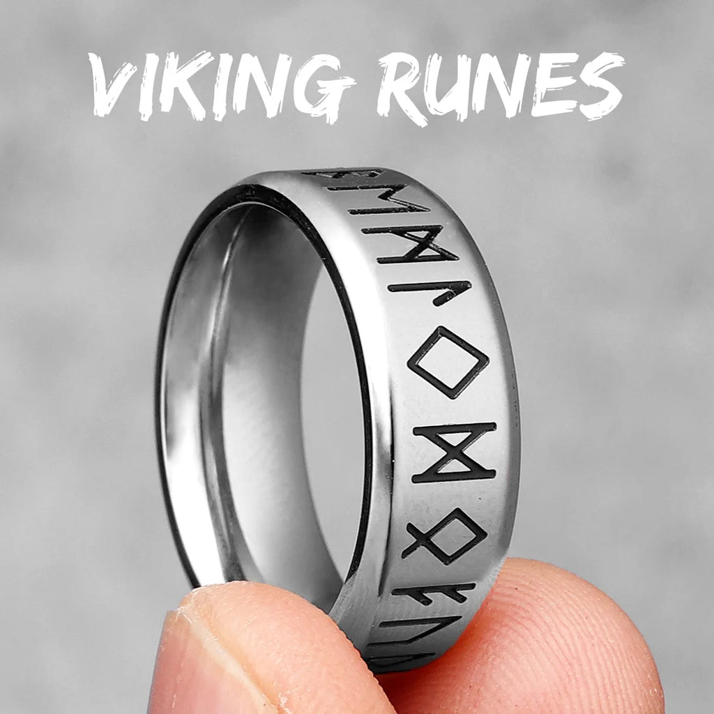 Vintage Nordic Viking Runes Celtic Knot Series Stainless Steel Womens Mens Rings Punk Biker Jewelry Creativity Gift