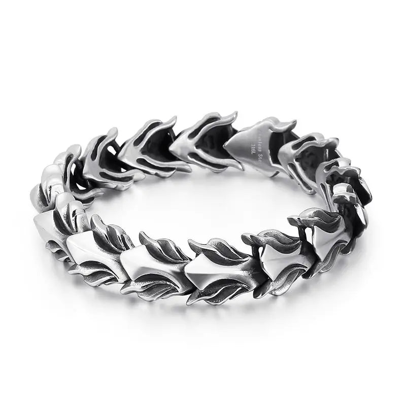 Punk Rock Viking Cuban Curb Bracelet Wrist Men Retro Hiphop Stainless Steel Charm Chain Male Dragon Bracelets Bangle