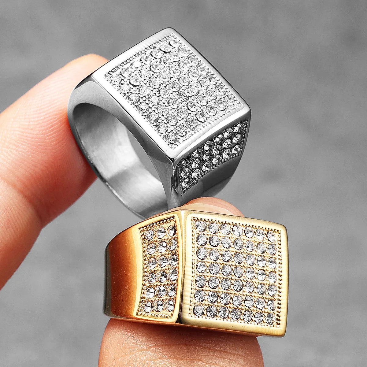 Cross Gemstone Ring — Stainless Steel