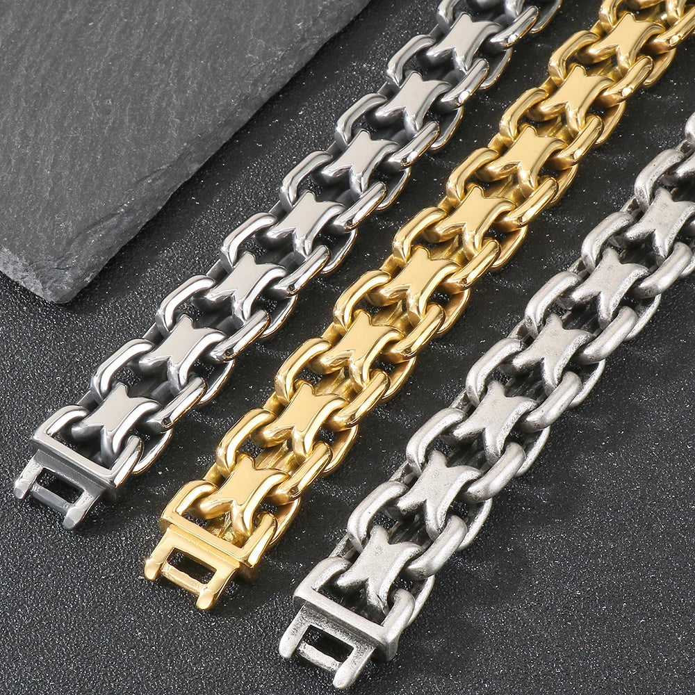 Vintage 50CM Long 20MM Width Choker Necklace Man Solid Polished Matte Stainless Steel Link Chain Necklaces for Men Male