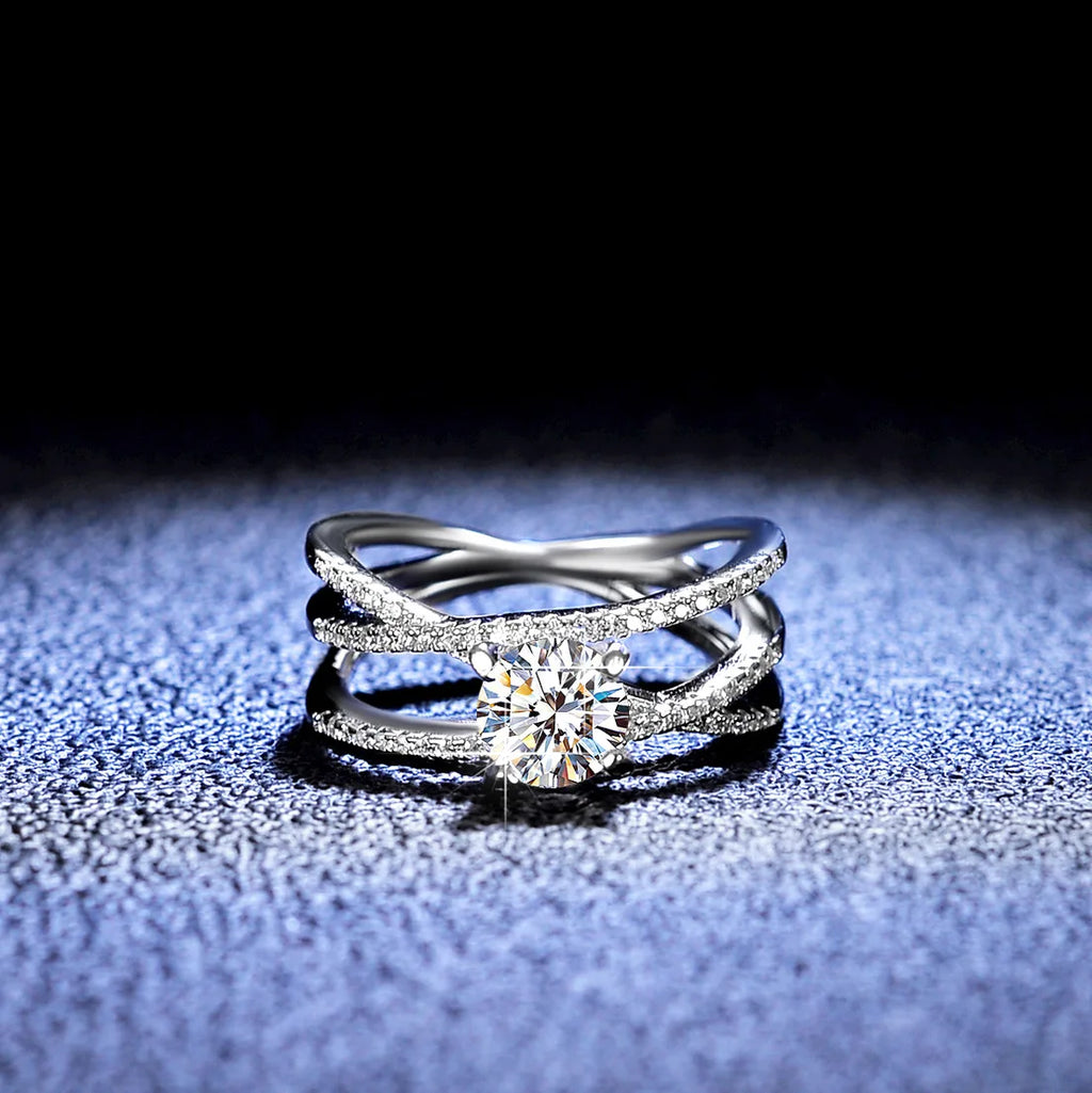 Triple Wrap Ring 1ct Moissanite PT950 Platinum - 1ct moissanite, triple-wrap design, fairy-style versatile piece