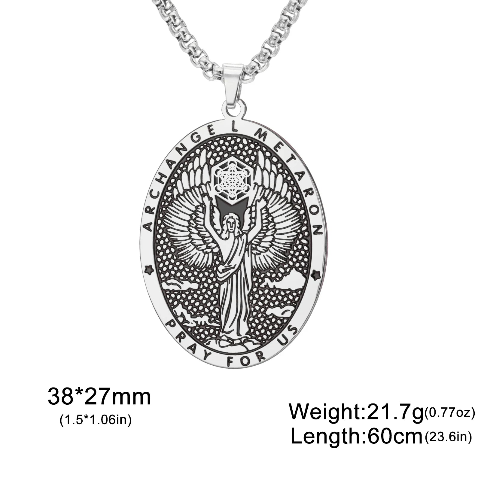 Retro Saint Religious Necklaces for Women Men Archangel Metatron Pendant Patron Saint Amulet Medal Religion Religious