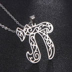 Dawapara Hebrew Letter Hai Chai Necklace Sign of Life Stainless Steel Jewelry Traditional Religious Judaic Jewish Hanukkah Gift