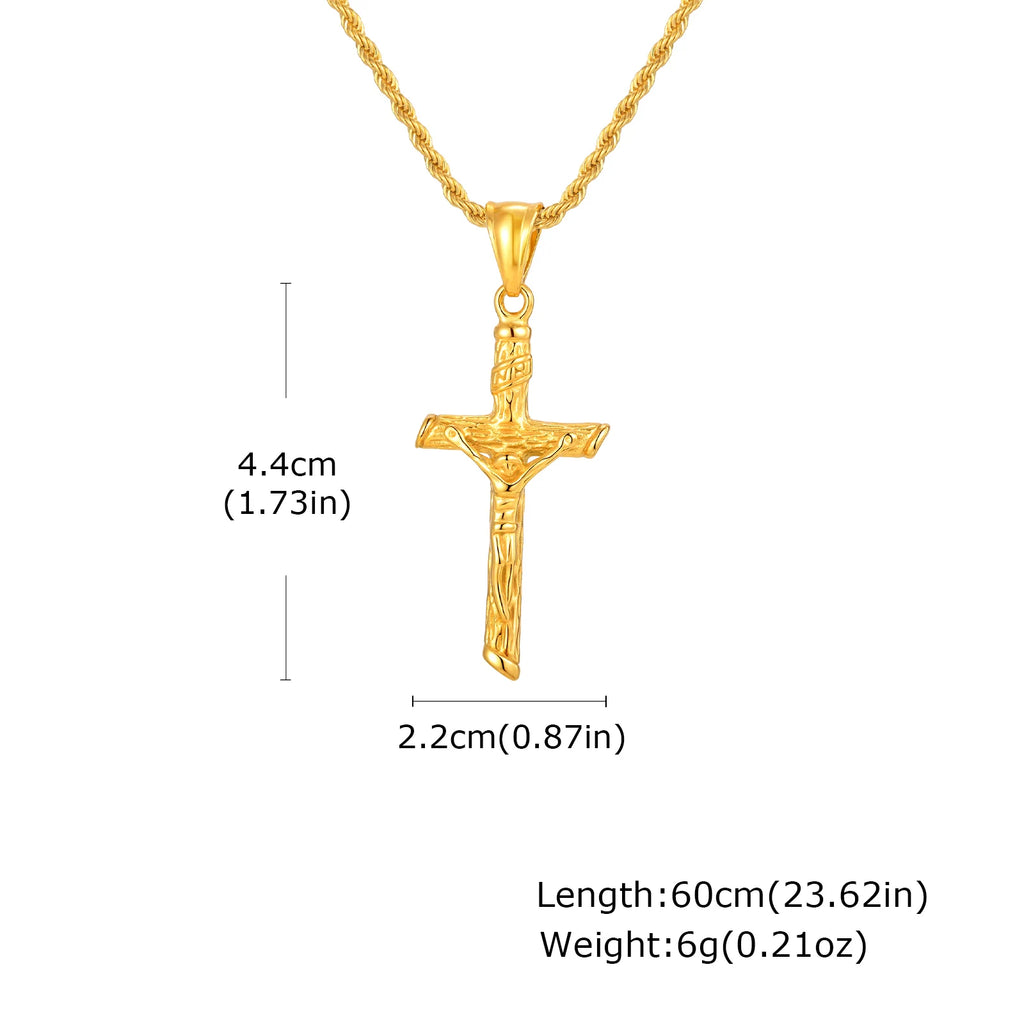 Stainless Steel Catholic Cross Necklace for Men,St. Benedict's Catholic Crucifix Pendant Necklace,Religion Gothic