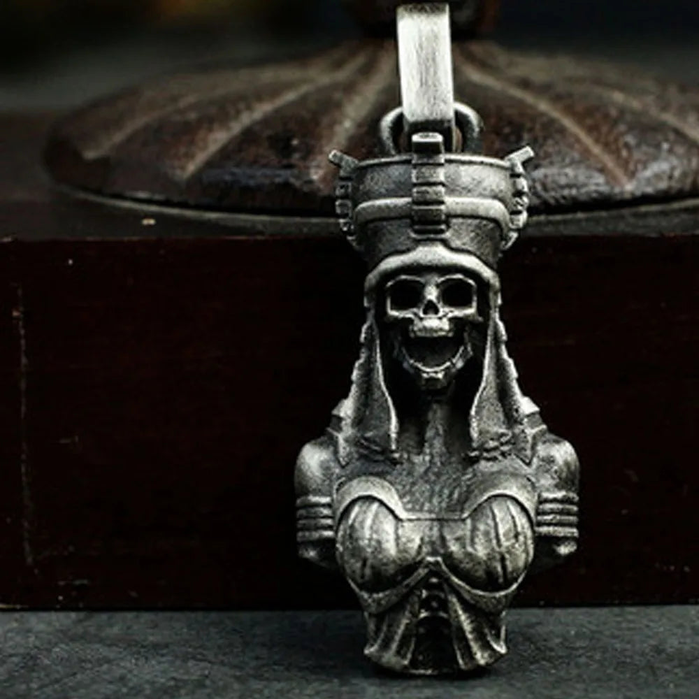 Simple Fashion Trend Ancient Greek Cleopatra Demon Queen Pharaoh Couple Necklace Street Party Vintage Skull Pendant