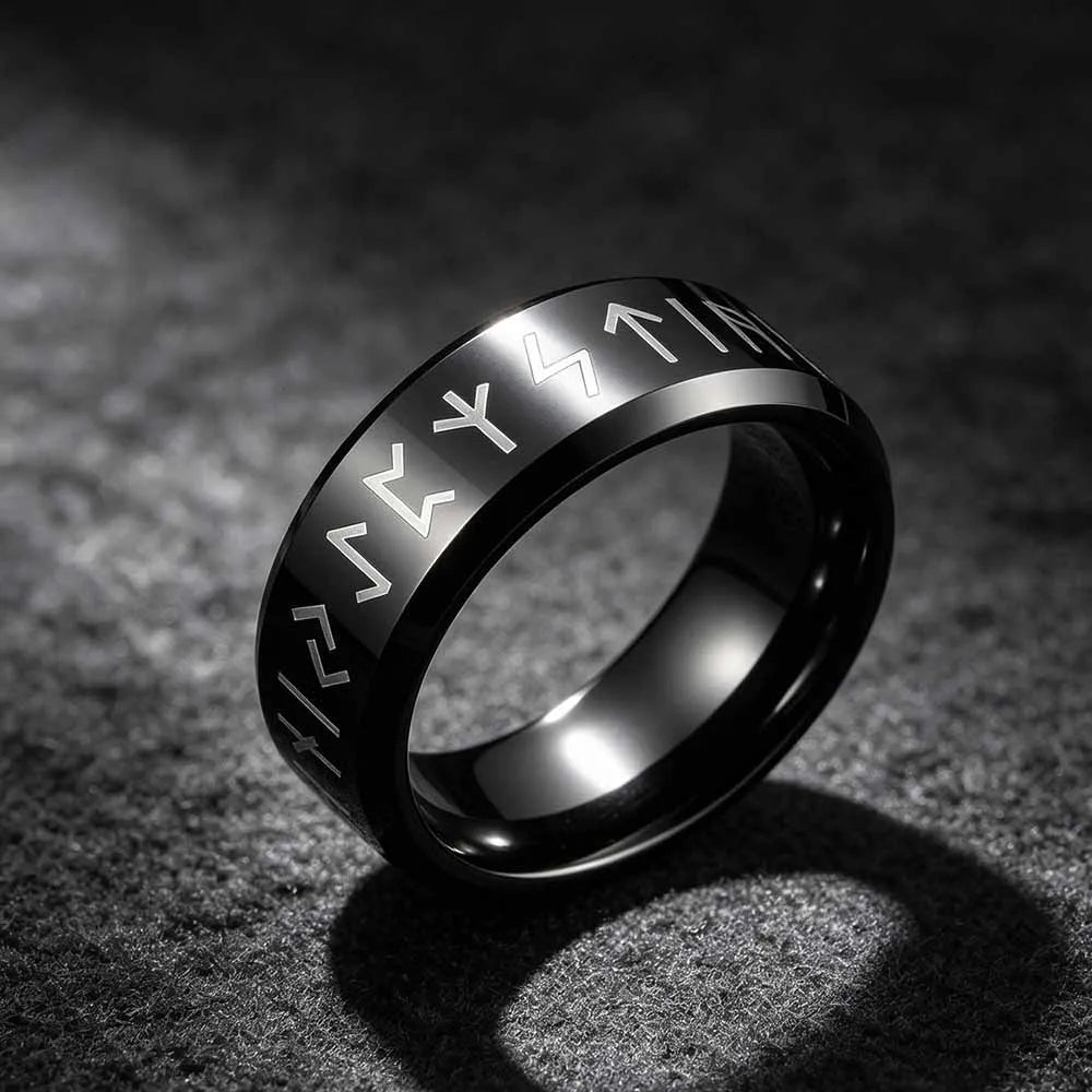Nordic Viking Rune Odin Ring — Stainless Steel