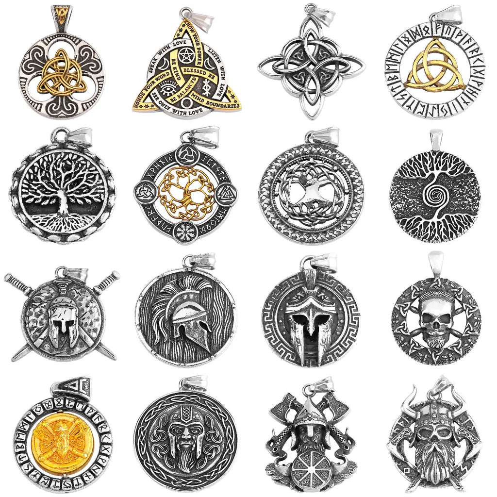 Nordic Vikings Tree of Life Odin Necklace Various Men Celtic Amulet Pendant Stainless Steel Vintage Charm Punk Jewelry