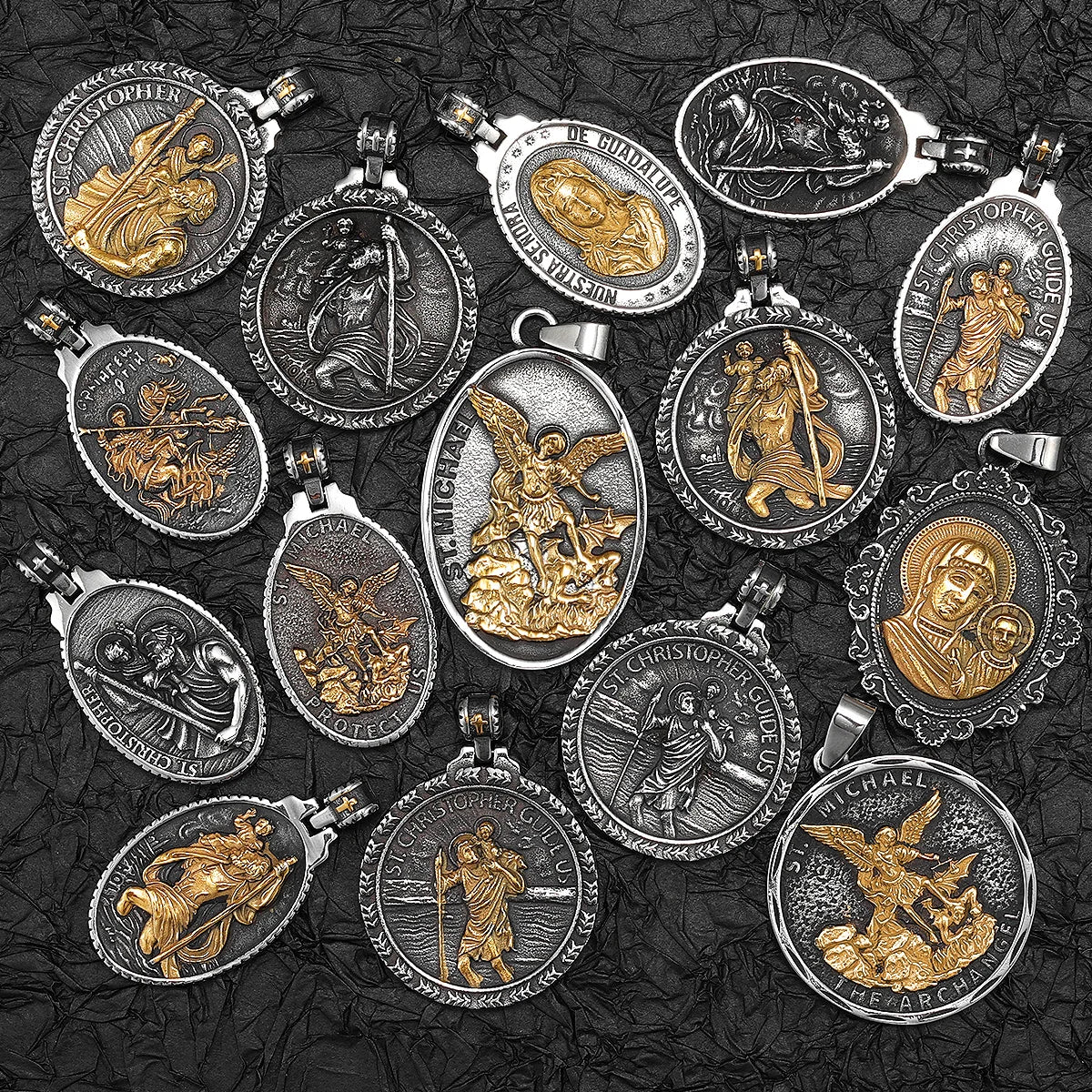Angel Jesus Virgin Mary Pendant — Stainless Steel