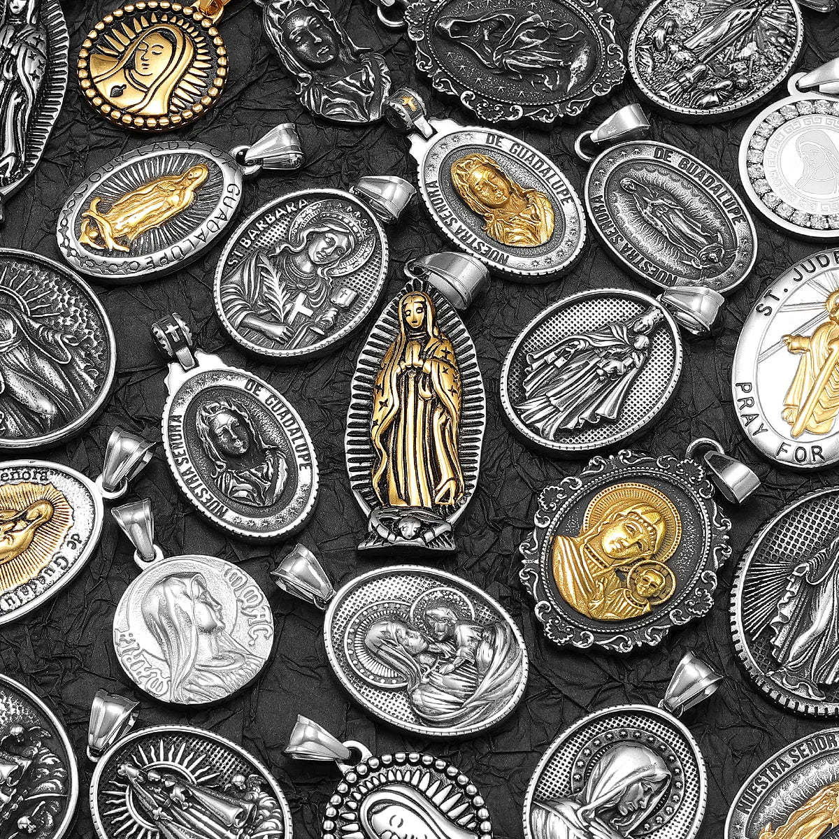Virgin Mary Cross Pendant — Stainless Steel