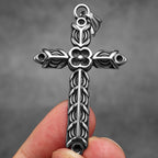 Engraved Cross Stainless Steel Pendant Necklace