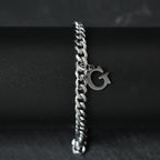 A-Z Initial Letter Cuban Chain Bracelet — Stainless Steel