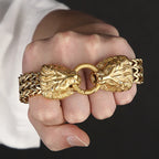 Massive Lion Skull Head Bracelet for Man Stainless Steel 18MM Wide Square Franco Chain Men's Bracelets Animal Wrist