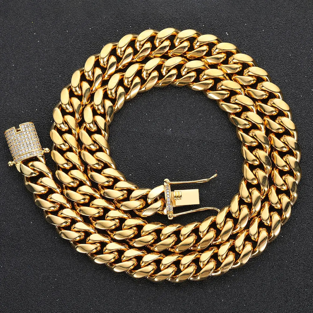 Iced Out Cuban Chain Necklace Stainless Steel 6-16MM