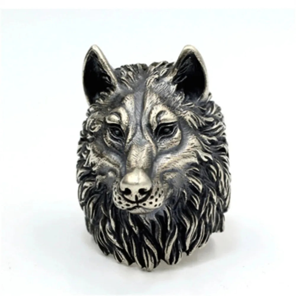 Nordic Wolf Head Viking Ring — Stainless Steel