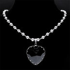 Gothic Black Heart Pendant — Stainless