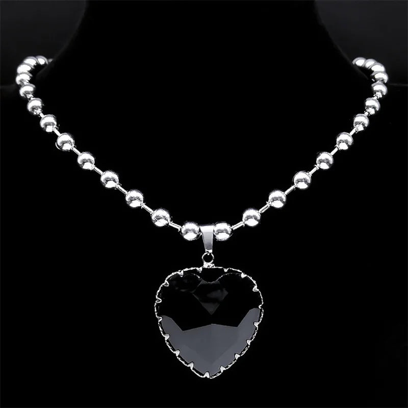 Gothic Black Heart Pendant — Stainless