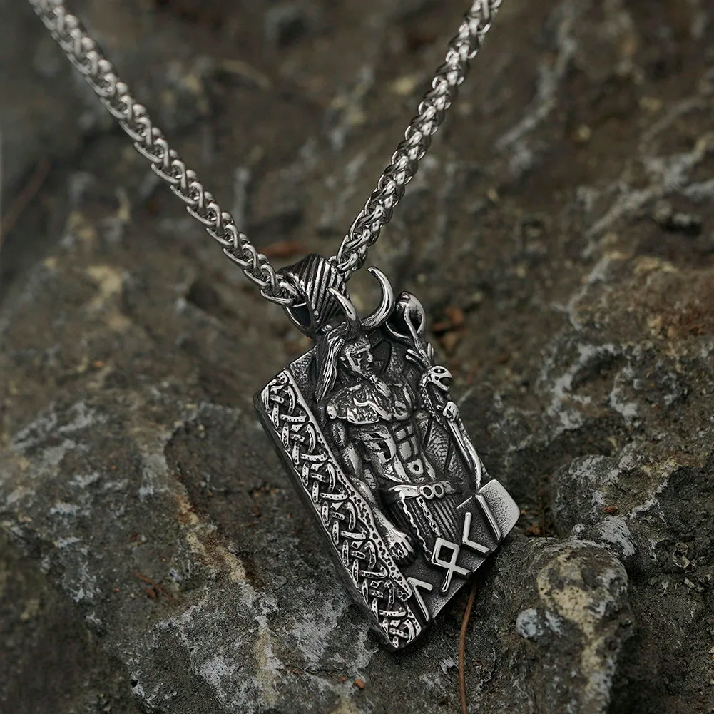 Viking Rune Valknut Pendant Necklace — Stainless Steel