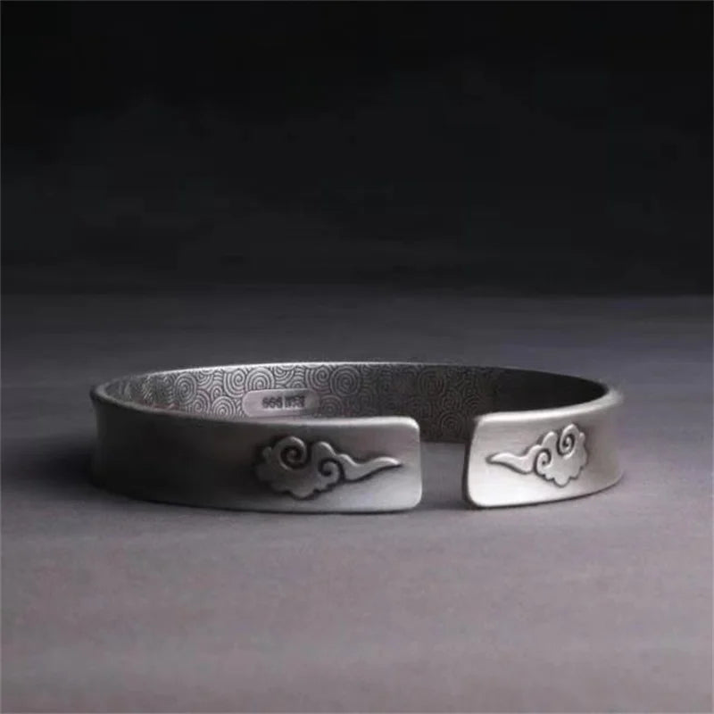 Eight Trigrams Auspicious Clouds Open Bangle Bracelet for Men