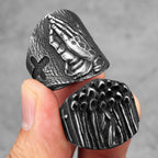 Black Cross Bible Ring — Stainless Steel