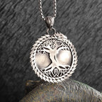Sun Hugging Moon Round Pendant — Stainless Steel