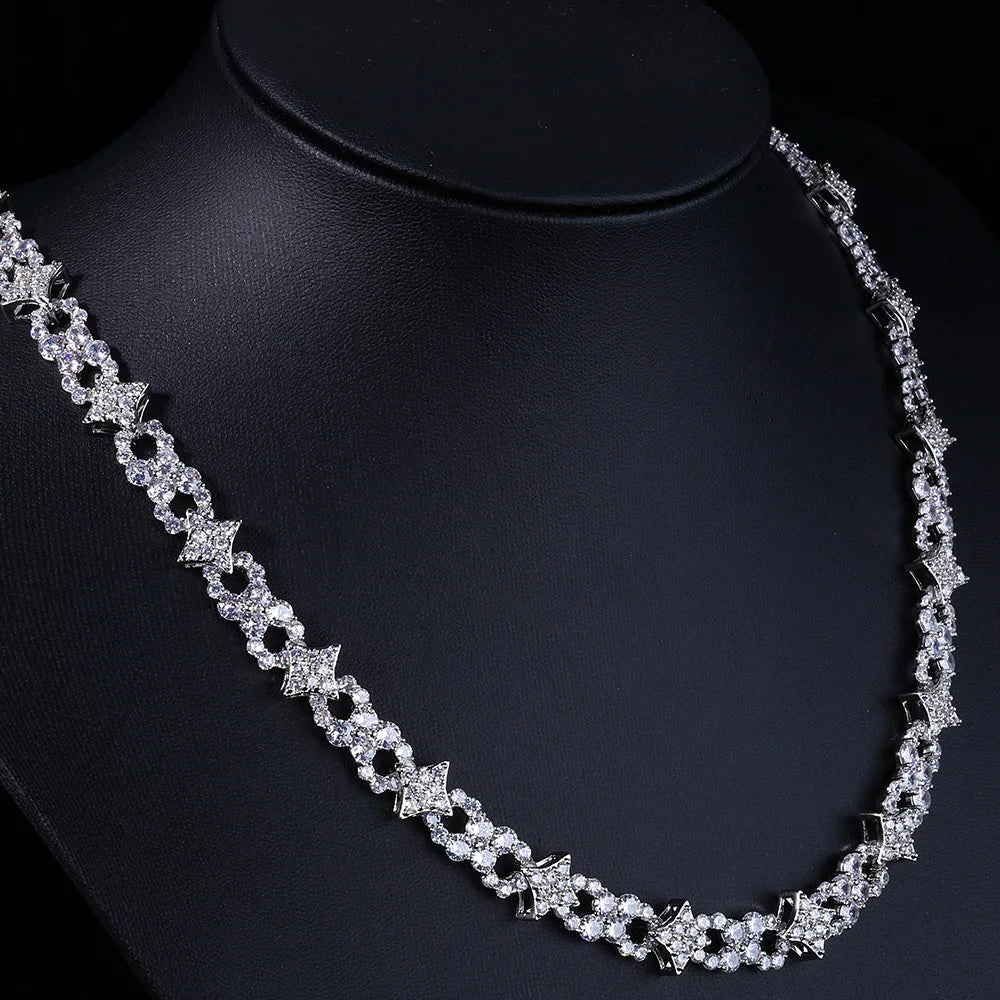Iced Out Star Chain Necklace Four-Pointed Zircon