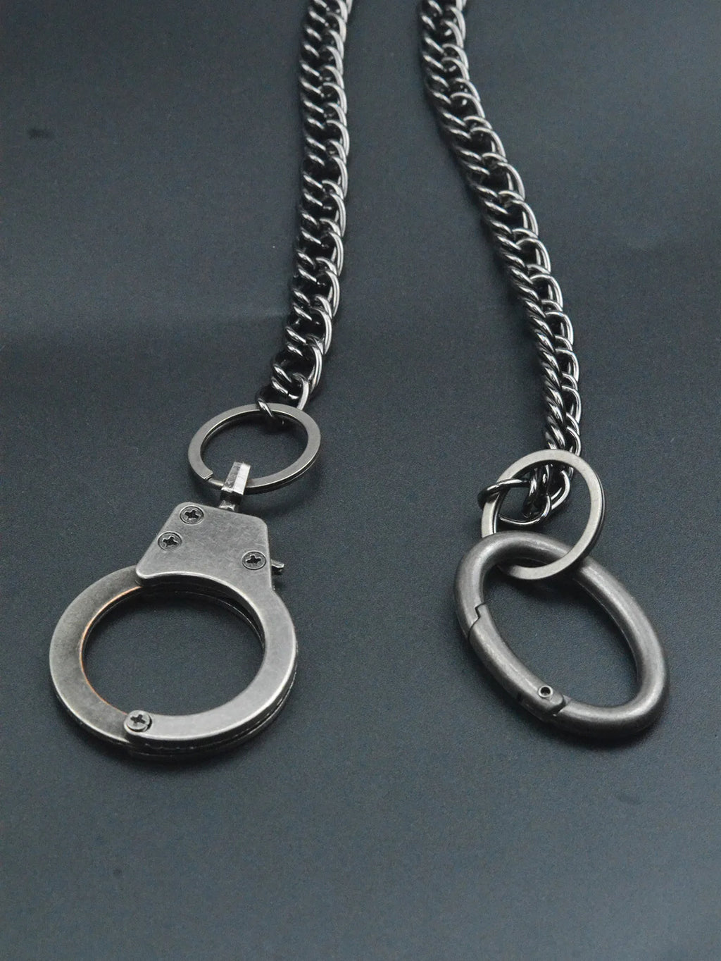 Biker Jeans Waist Chain Keychain — Black-Tone 10mm Carabiner