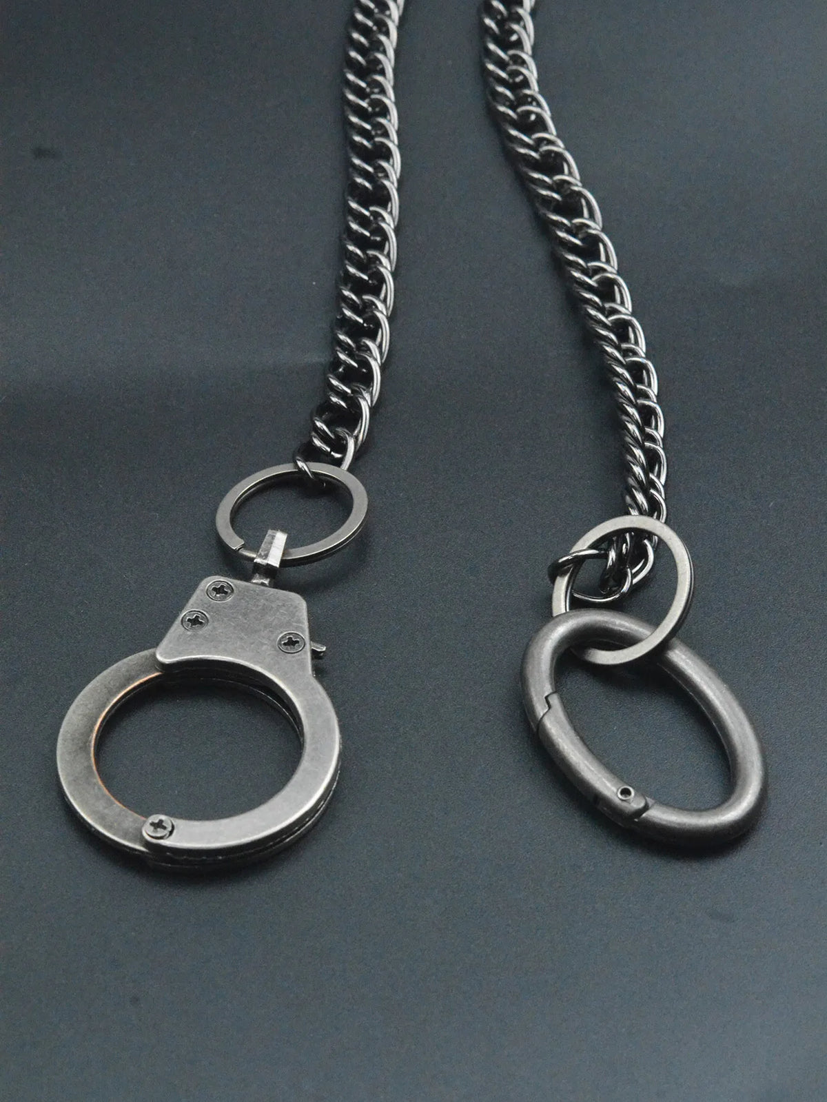 Biker Jeans Waist Chain Keychain — Black-Tone 10mm Carabiner