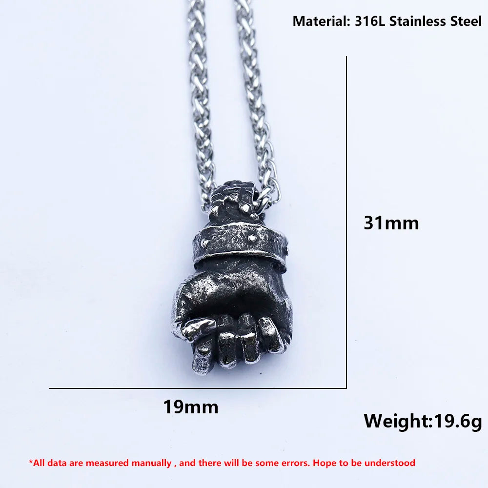 Power Fist Stainless Steel Pendant Necklace