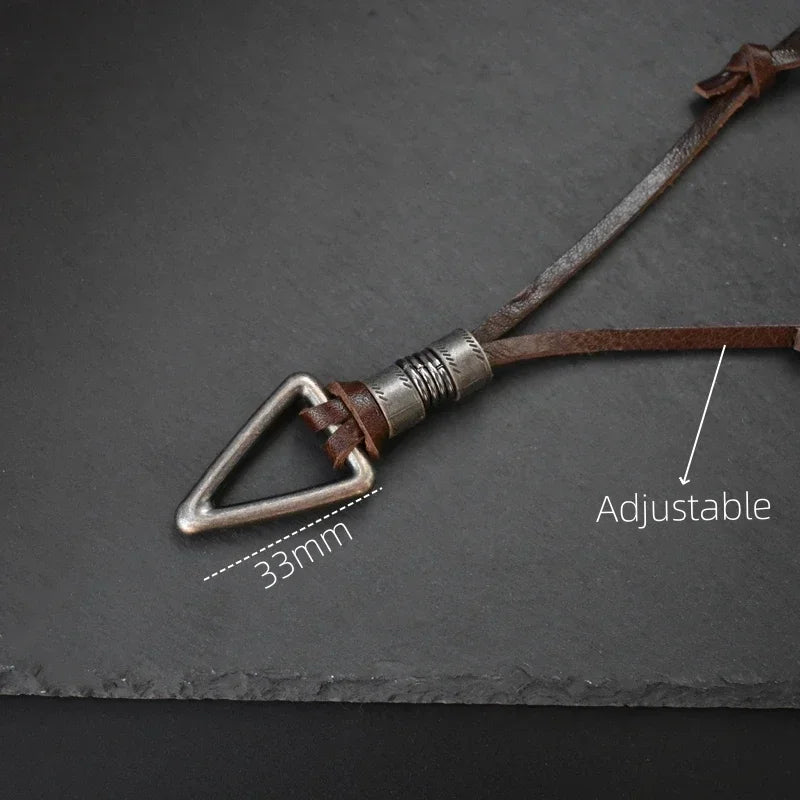 Leather Triangle Rope Chain Necklace — Zinc Alloy